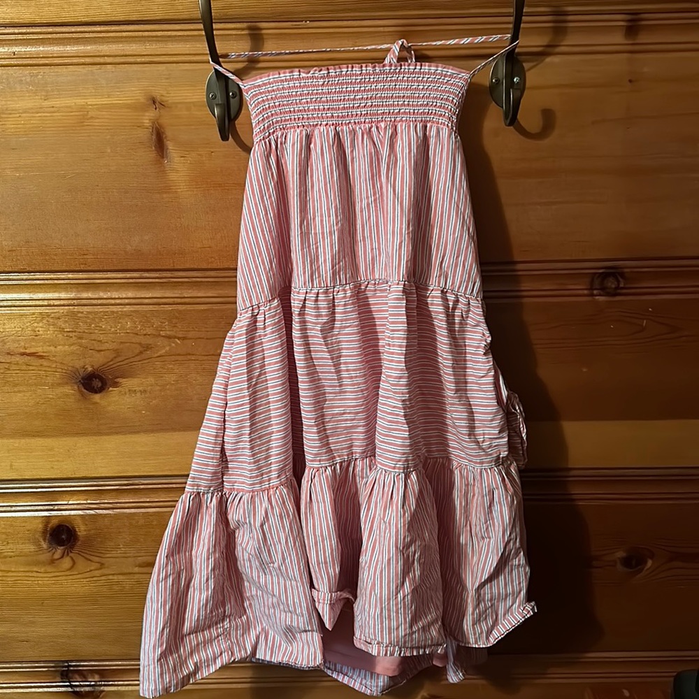 Pink and white summer dress.